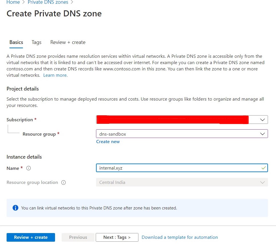 Private DNS Zone