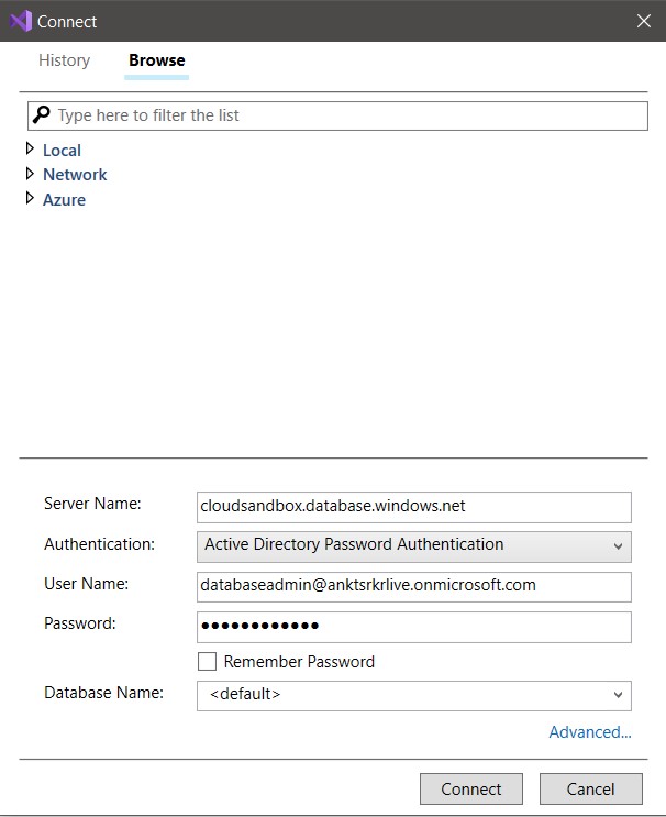 Login Azure SQL With Active Directory Admin